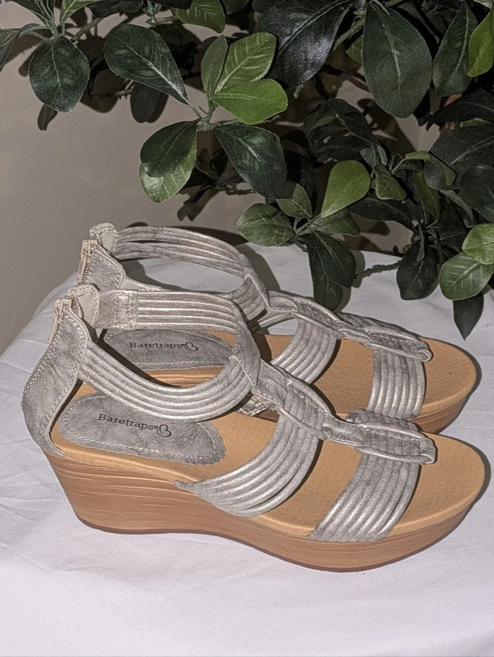 Baretraps Wedge Sandals — Metallic Silver